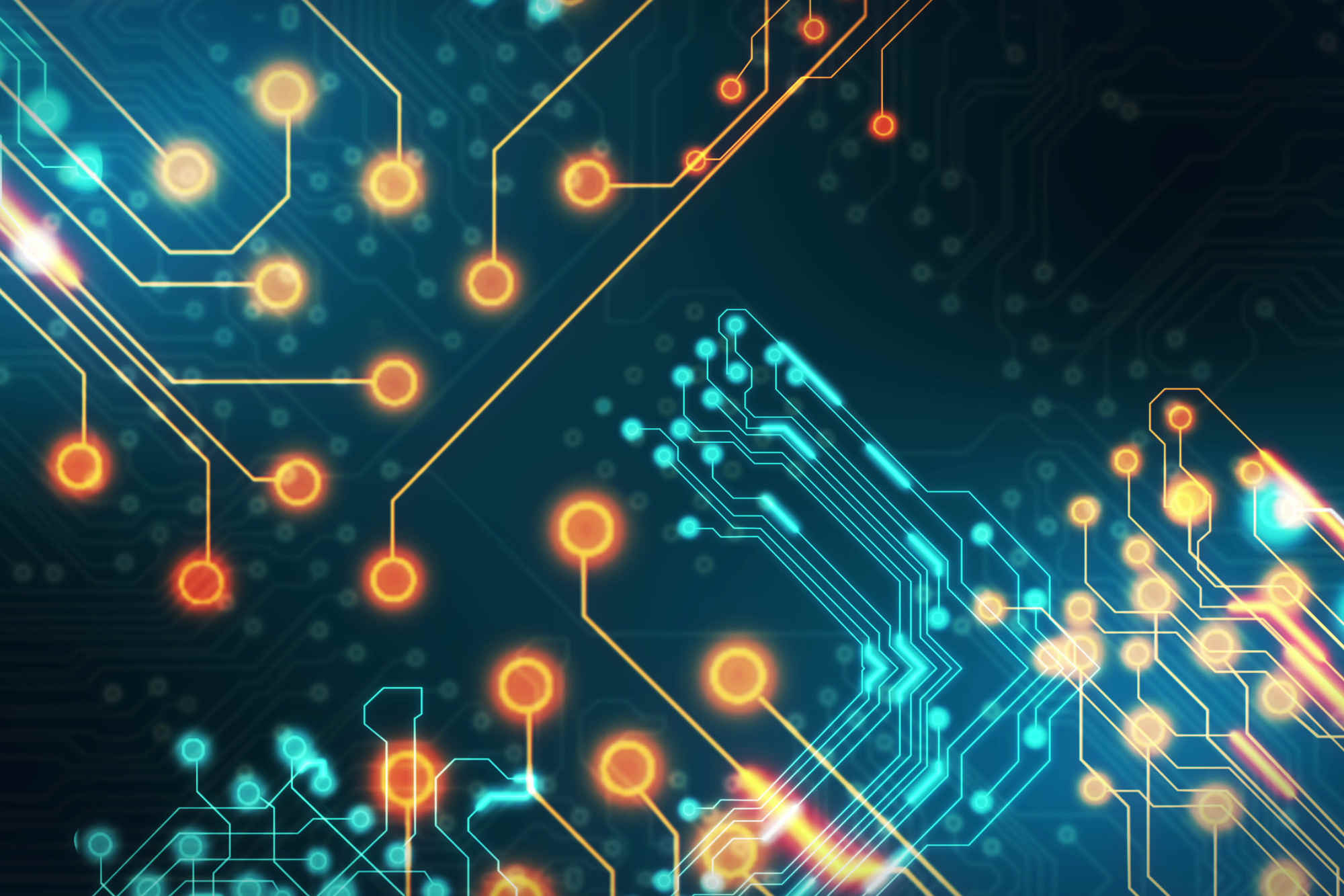 Technology circuit over black background