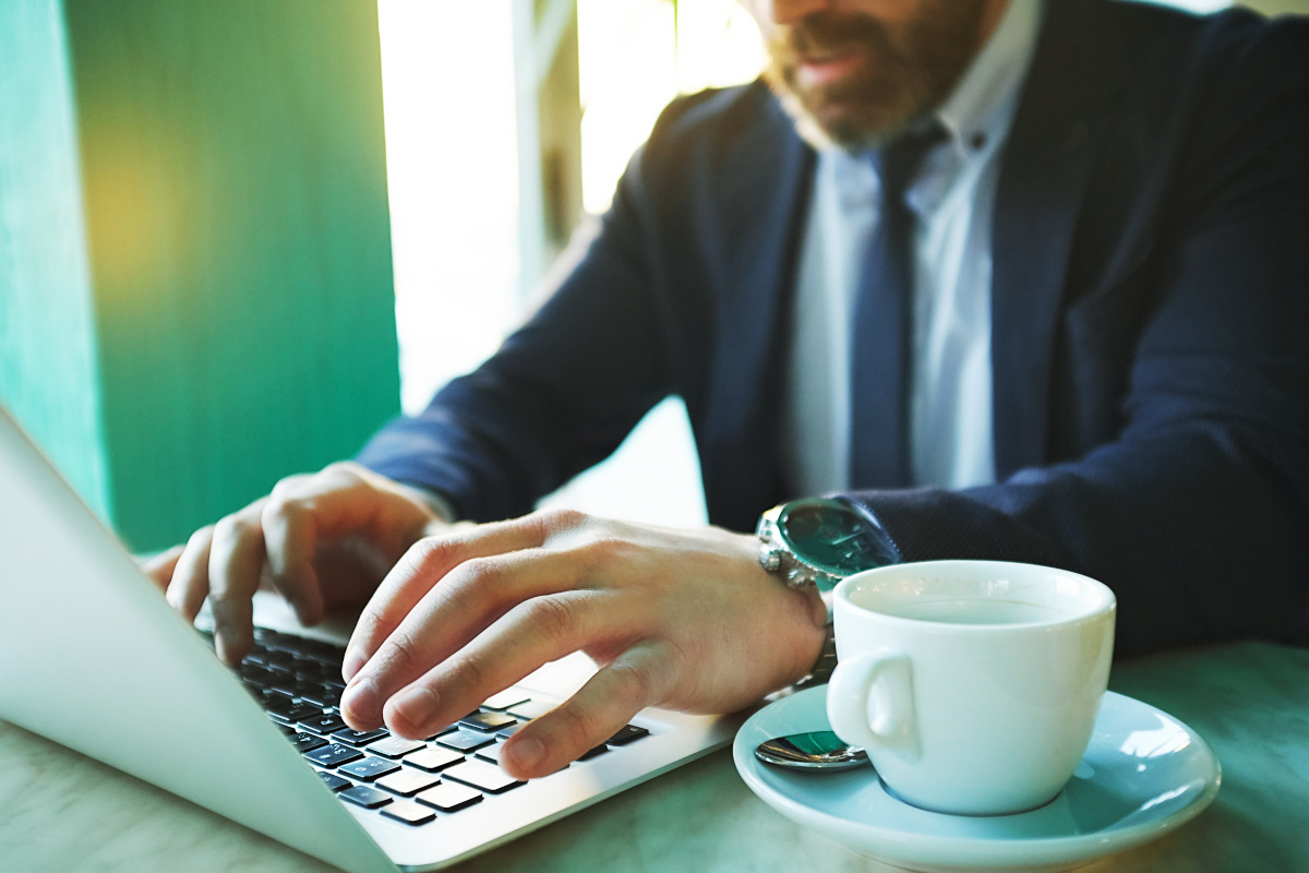 Businessman working on laptop
