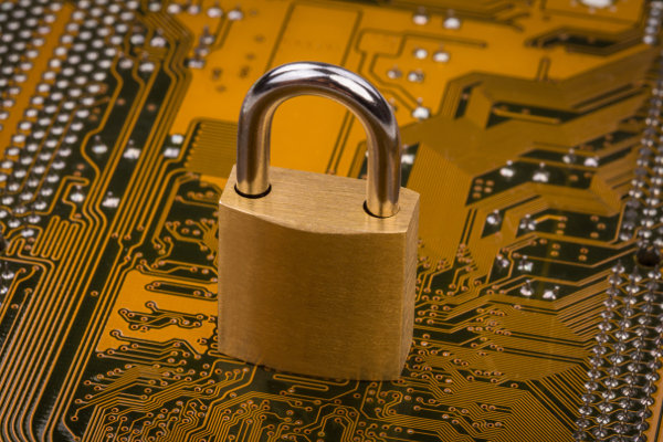 Security lock on computer circuit board